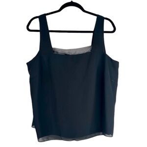 R&M Richards Black Special Occasion Business Sheer Neckline Tank Top Size 14